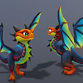 Vibrant Dragon Characters With Colorful Wings Small And Large Cute Features 3d model
