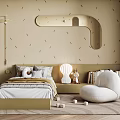 Modern Kids Room Interior With Bed Wall Decor And Chair