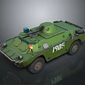 Green Military Armored Vehicle with Number 1305 Turret and Wheels