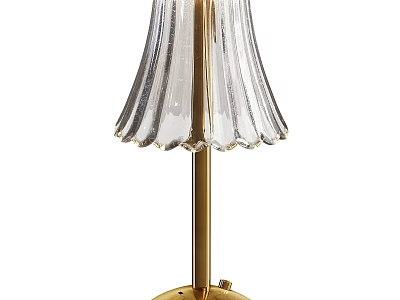 Elegant Table Lamp With Transparent Pleated Lampshade And Golden Base 3d model