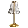 Elegant Table Lamp With Transparent Pleated Lampshade And Golden Base