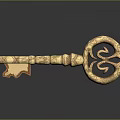 Decorative Golden Key With Intricate Carvings And Vintage Design For Home Use