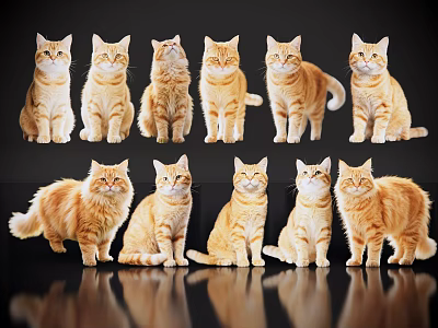 2D Pet Cat Pet Orange Cat Kitten Home Pet 3d model