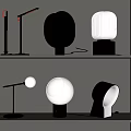 Modern Table Lamps with Various Designs on White Shelf Display Contemporary Style Home Decor