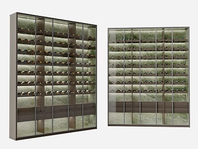 Two Modern Wine Cabinets With Glass Doors And Multiple Wine Racks Interior Design 3d model