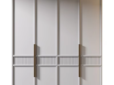 Luxury Modern Wardrobe Design With Sleek White Paneled Doors And Metal Handles 3d model