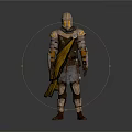Ancient Warrior Armor With Golden Accents And Decorative Shoulder Details