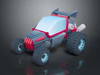 Off-Road Terrain Ideal For Cartoon Style Adventure Vehicles With Large Tires 3d model