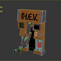 Game Character H.E.V. Equipment Station With Orange Design Digital Screen And Mechanical Structure 3d model