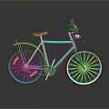 Turquoise Bicycle With Orange Seat Sleek Design And Mirror Reflection On Dark Surface