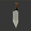 Sharp Tactical Dagger Weapon With Serrated Metallic Blade And Brown Wooden Handle