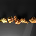Five Golden Crispy Fried Chicken Drumsticks Arranged On Gray Background