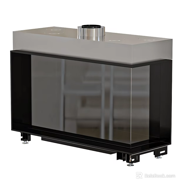 Component Featuring Rectangular Main Structure Transparent Front Panel Black Silver Design And Wheels 3d model 