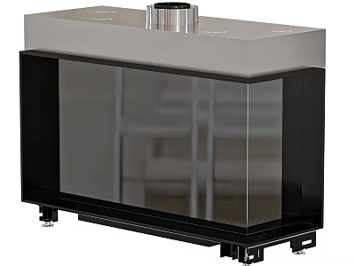 Component Featuring Rectangular Main Structure Transparent Front Panel Black Silver Design And Wheels 3d model