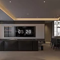 Modern Dining and Living Room Interior Design With Sofa Table Chairs Cabinets And Ambient Lighting