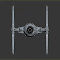 TIE Fighter Spacecraft Model With Angular Wings And Detailed Cockpit Design