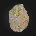 Natural Stone Wood Decor With Green Moss And Textured Surface
