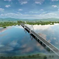 modern bridge cable-stayed bridge 3d model