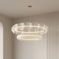 Modern Circular Multi layered Transparent Chandelier with Soft Lighting Illuminated in Minimalist Interior