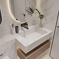 Modern Bathroom With Marble Walls Glass Shower And Smart Toilet