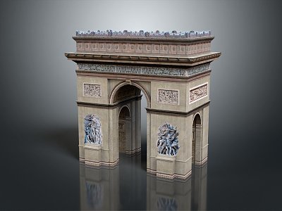 European Style Arc de Triomphe Gate House Stone Gate House Outdoor Items 3d model