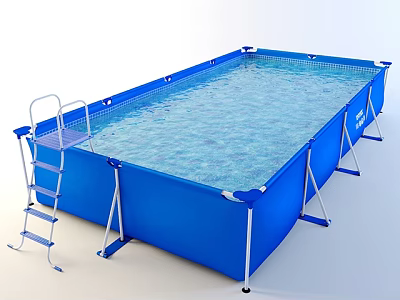 Blue Inflatable Above Ground Pool With Ladder For Outdoor Recreational Use 3d model