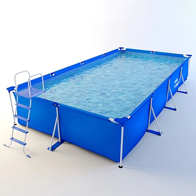 Blue Inflatable Above Ground Pool With Ladder For Outdoor Recreational Use 3d model