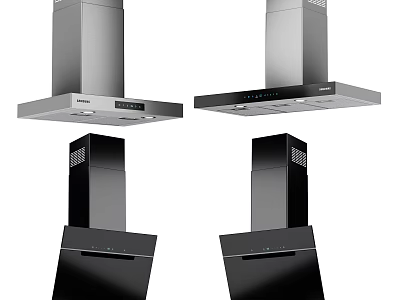 Kitchen Appliances Various Range Hoods in Stainless Steel and Black Styles 3d model