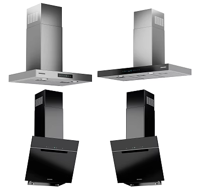 Kitchen Appliances Various Range Hoods in Stainless Steel and Black Styles 3d model