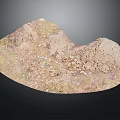 Detailed Sand Terrain Model With Dirt Surface Scattered Stones and Natural Features