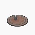 Round Carpet Light Brown Soft Plush Texture with Decorative Border Design for Living Room