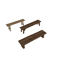 Three Light Wood Grain Wooden Benches With Simple Design In Gray Background