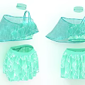 Women's Light Green Floral Pattern Fashion Cropped Top And Skirt Set With Headband