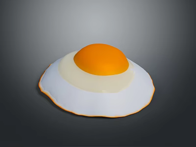 Sunny Side Up Fried Egg With Golden Yolk And Crispy White Edges 3d model