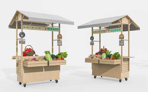 Modern Vans Props Street View Car Booth Market Shop 3d model