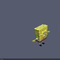Yellow Square Smiling With Big Eyes Brown Shorts White Shirt Red Tie And Outstretched Arms