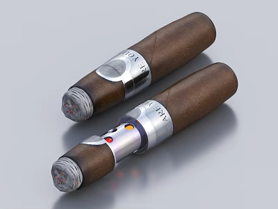 Two Premium Cigars Featuring Silver Bands As Essential Daily Lifestyle Products 3d model