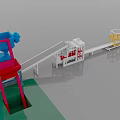 Industrial Equipment System With Blue Red Hoppers White Processor Yellow Frame And Conveyor Belt