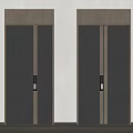 Elegant Modern Interior Symmetrical Double Doors With Wooden Frame Black Panels Circular Radial Pattern