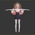 3D Render Pink Haired Anime Female Character With Golden Headdress And Mythical Creature Features