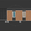 Modern Small House Structure With Wooden Walls Metal Roof Large Glass Windows And Wooden Deck