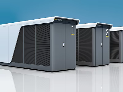 Modern Public Charging Facilities With Numbered Units And Sleek Exterior Design 3d model