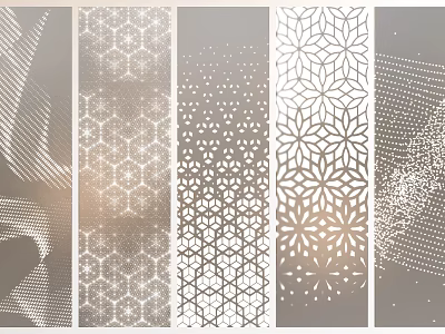 Decorative Background Wall With Various Modern Laser Cut Geometric Patterns And Artistic Textures 3d model