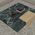 Green Marble Coffee Table With Gold Base Phone And Charger Near Gray Sofa On Textured Carpet