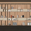 Modern Wooden Bookshelf With Multiple Shelves Books And Decorative Items