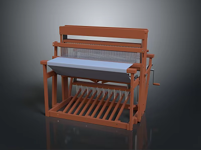 Traditional Wooden Weaving Loom With Sturdy Frame And Weaving Surface For Home Craft 3d model
