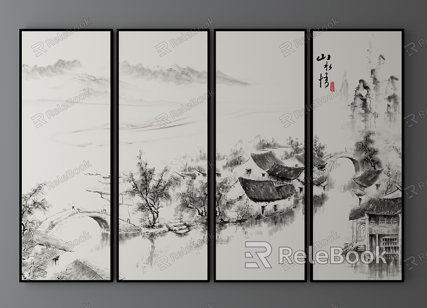 New Chinese Landscape Painting Decorative Painting model