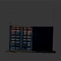 Blue Container With Red Top And Grass Base Featuring Metal Poles