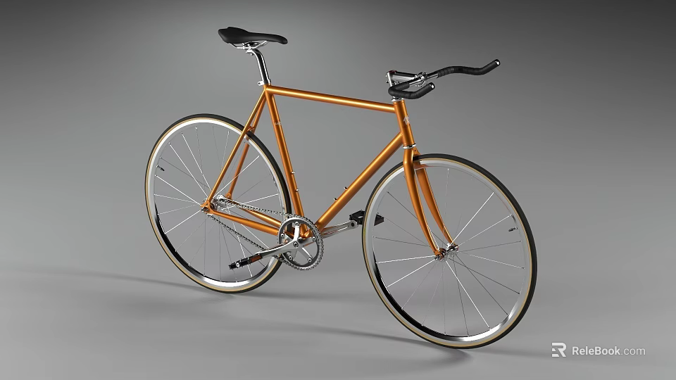 Orange Road Bike With Sleek Modern Design And Large Wheels 3d model 