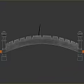 Arch Bridge 3D Model With Orange Walkway And Decorative Stone Pillars